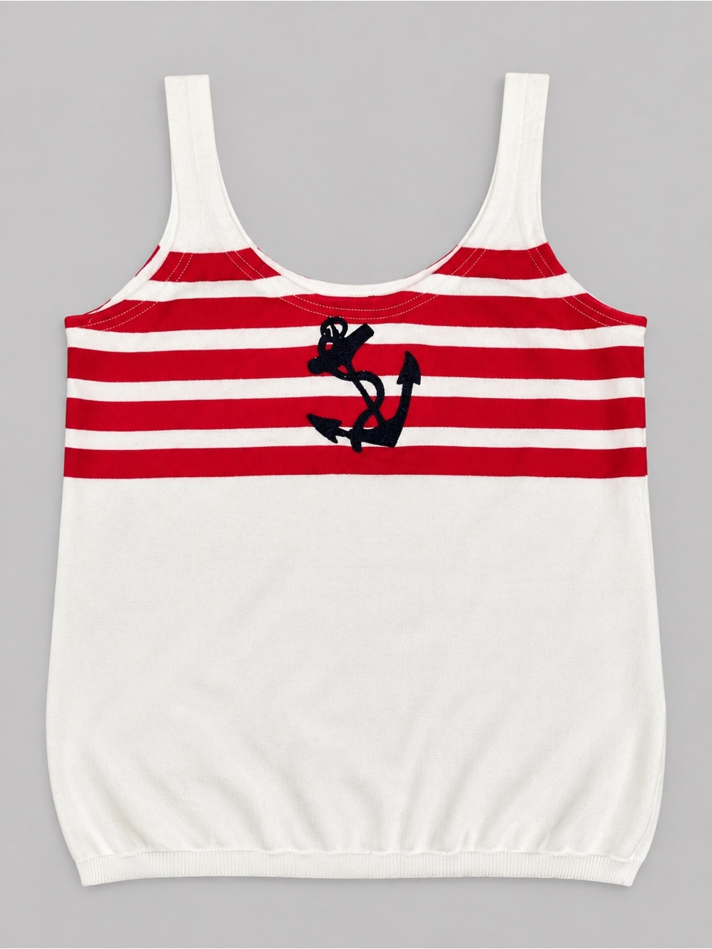 Ralph Lauren White & Red Striped Tank with Navy Anchor